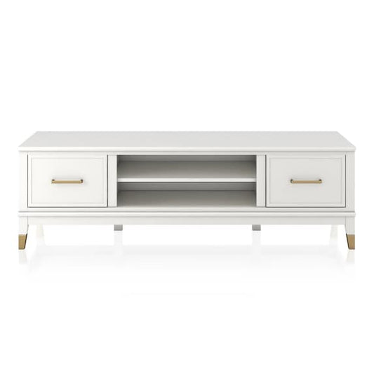 Westerleigh Wooden TV Stand With 2 Doors In White