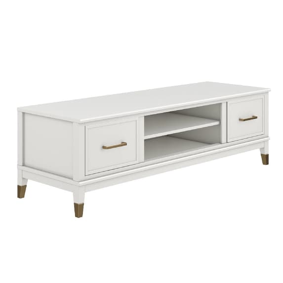 Westerleigh Wooden TV Stand With 2 Doors In White