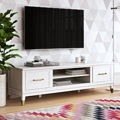 Westerleigh Wooden TV Stand With 2 Doors In White