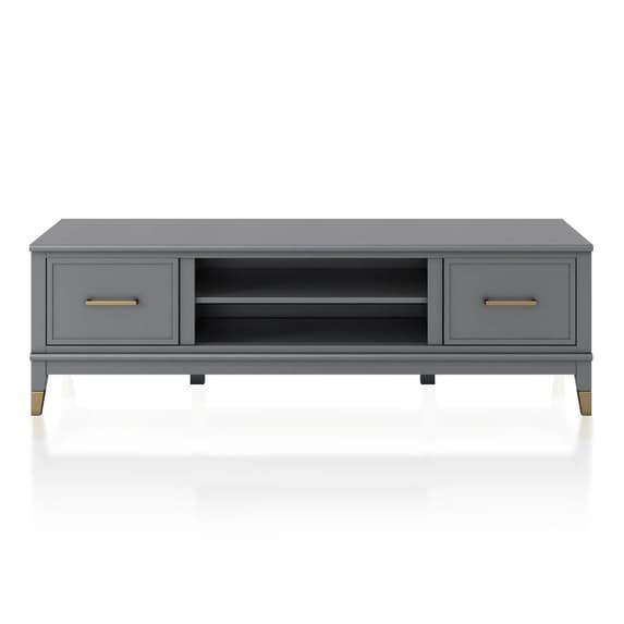 Westerleigh Wooden TV Stand With 2 Doors In Graphite Grey