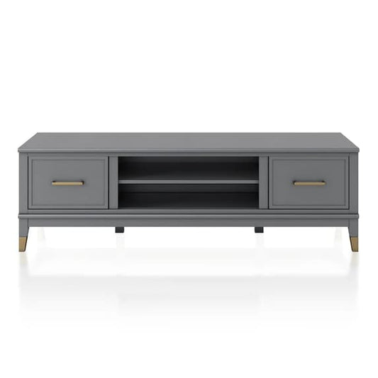 Westerleigh Wooden TV Stand With 2 Doors In Graphite Grey