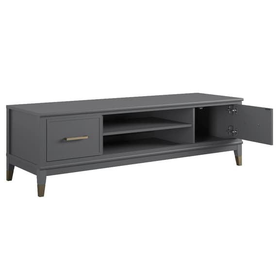 Westerleigh Wooden TV Stand With 2 Doors In Graphite Grey