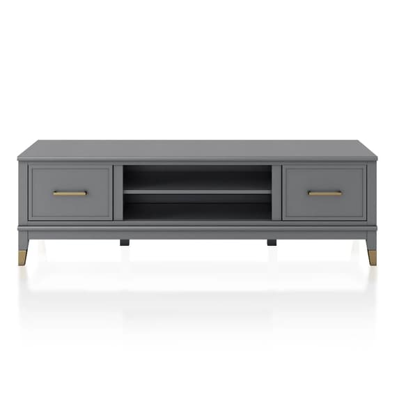 Westerleigh Wooden TV Stand With 2 Doors In Graphite Grey