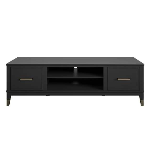 Westerleigh Wooden TV Stand With 2 Doors In Black