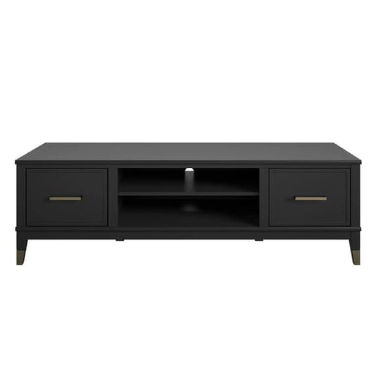 Westerleigh Wooden TV Stand With 2 Doors In Black
