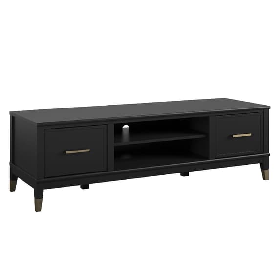 Westerleigh Wooden TV Stand With 2 Doors In Black