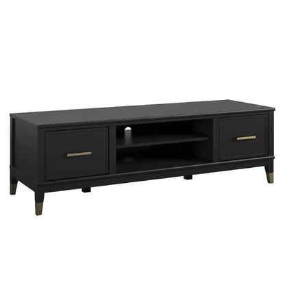 Westerleigh Wooden TV Stand With 2 Doors In Black