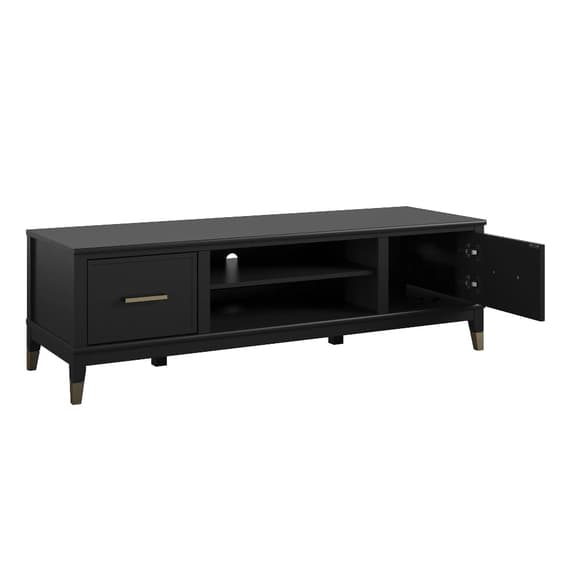 Westerleigh Wooden TV Stand With 2 Doors In Black