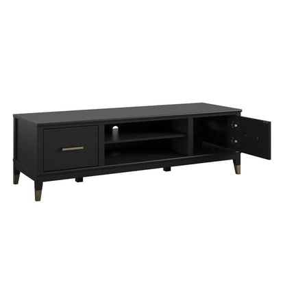 Westerleigh Wooden TV Stand With 2 Doors In Black