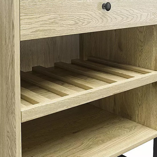 Tamlin Wooden End Table With 1 Drawer In Linseed Oak