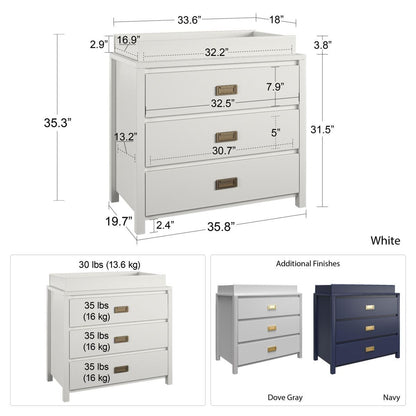 Haven Wooden Chest Of 3 Drawers In White