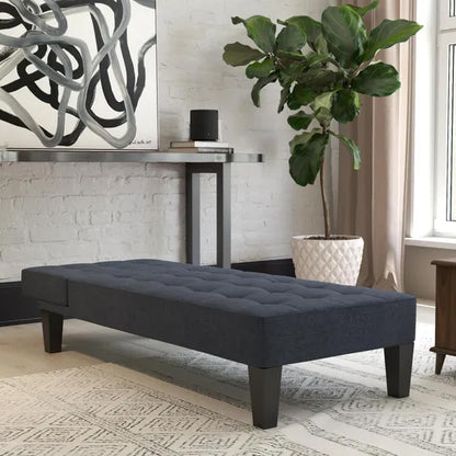 Adalynn Linen Fabric Lounge Chaise Chair In Blue