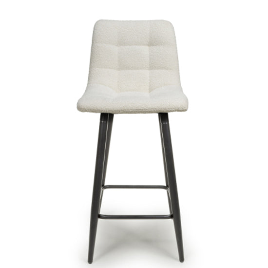 Lichfield Cream Boucle Fabric Bar Stools In Pair