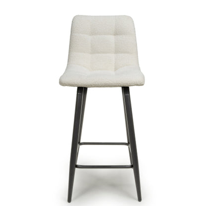 Lichfield Cream Boucle Fabric Bar Stools In Pair
