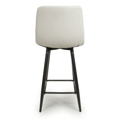 Lichfield Cream Boucle Fabric Bar Stools In Pair