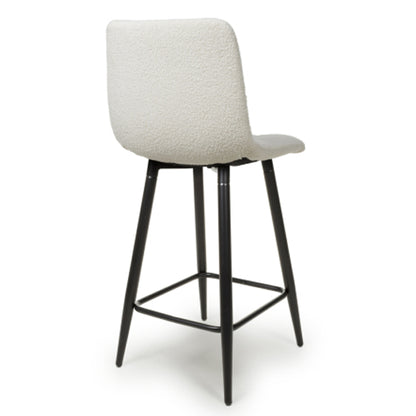 Lichfield Smoke Grey Boucle Fabric Bar Stools In Pair