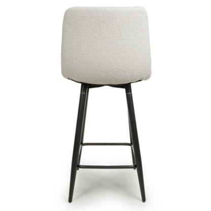 Lichfield Smoke Grey Boucle Fabric Bar Stools In Pair