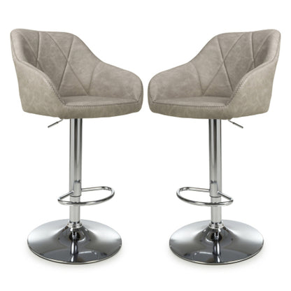 Serena Mink Leather Effect Bar Stools In Pair