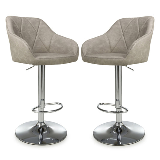 Serena Mink Leather Effect Bar Stools In Pair