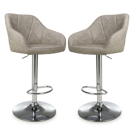Serena Mink Leather Effect Bar Stools In Pair