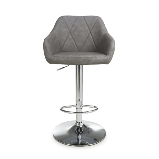 Serena Charcoal Leather Effect Bar Stools In Pair