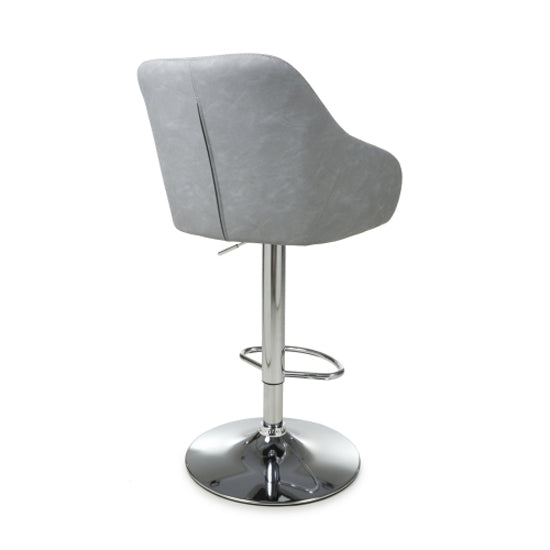 Serena Light Grey Leather Effect Bar Stools In Pair