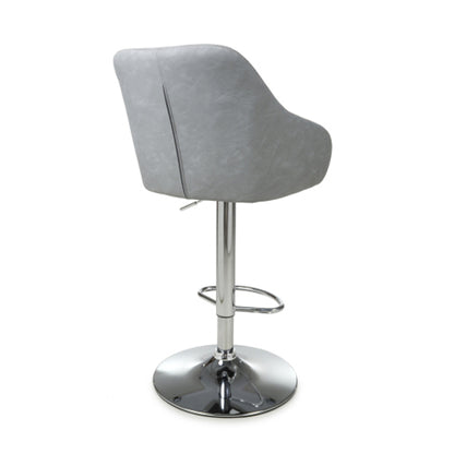 Serena Light Grey Leather Effect Bar Stools In Pair