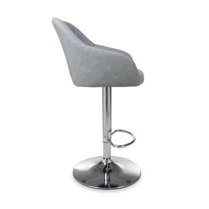 Serena Light Grey Leather Effect Bar Stools In Pair