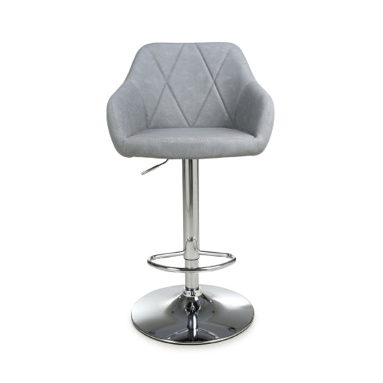 Serena Light Grey Leather Effect Bar Stools In Pair