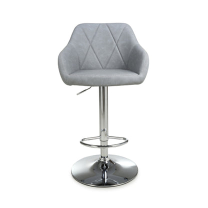 Serena Light Grey Leather Effect Bar Stools In Pair
