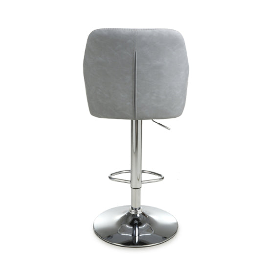 Serena Light Grey Leather Effect Bar Stools In Pair
