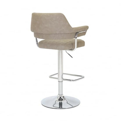 Cortez Swivel Mink Leather Effect Fabric Bar Stools In Pair
