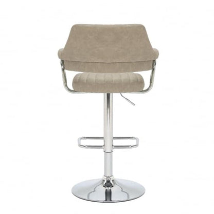 Cortez Swivel Mink Leather Effect Fabric Bar Stools In Pair