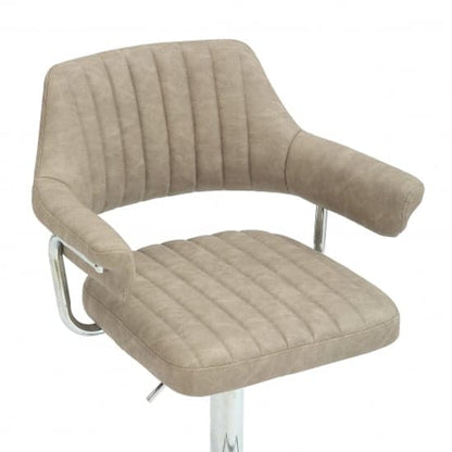 Cortez Swivel Mink Leather Effect Fabric Bar Stools In Pair