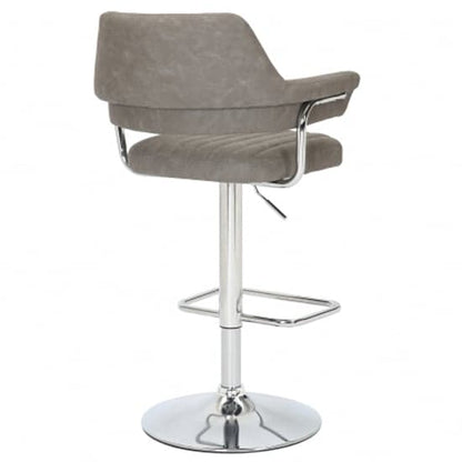 Cortez Swivel Charcoal Leather Effect Fabric Bar Stools In Pair