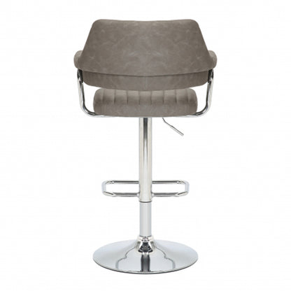 Cortez Charcoal Leather Effect Bar Stools In Pair