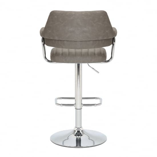 Cortez Swivel Charcoal Leather Effect Fabric Bar Stools In Pair