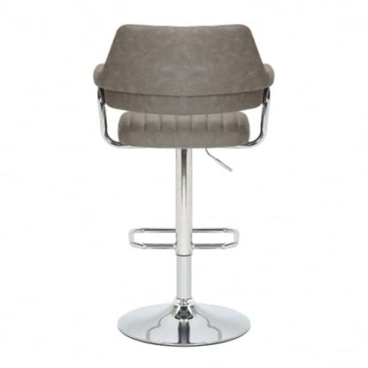 Cortez Swivel Charcoal Leather Effect Fabric Bar Stools In Pair