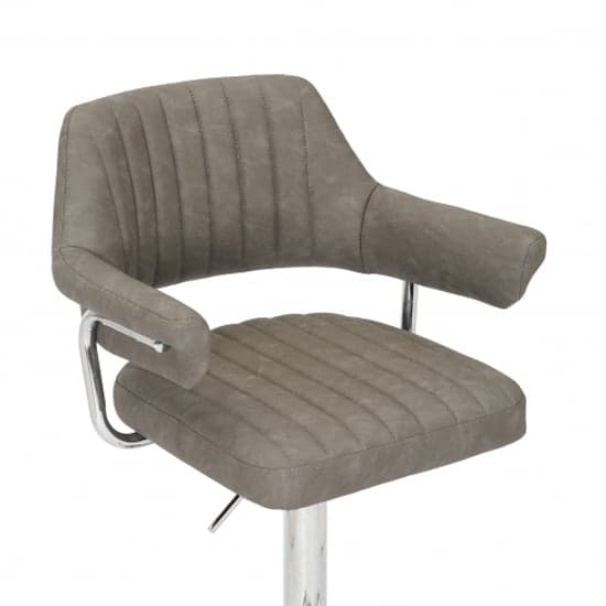 Cortez Swivel Charcoal Leather Effect Fabric Bar Stools In Pair