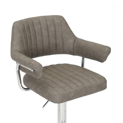Cortez Swivel Charcoal Leather Effect Fabric Bar Stools In Pair