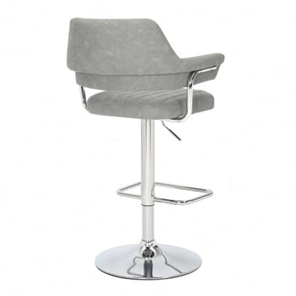 Cortez Swivel Light Grey Leather Effect Fabric Bar Stools In Pair