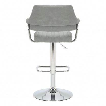 Cortez Light Grey Leather Effect Bar Stools In Pair
