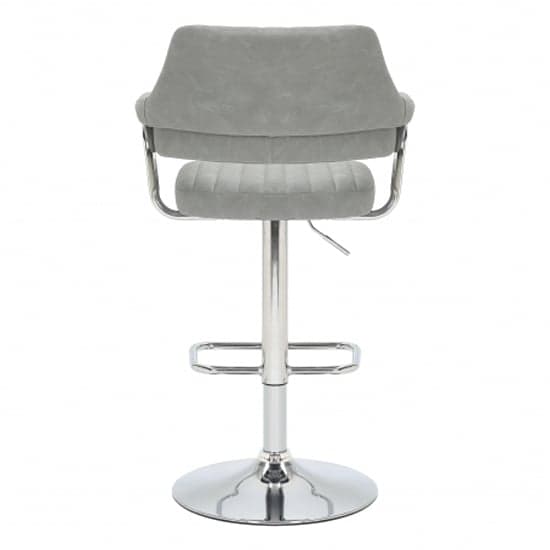 Cortez Swivel Light Grey Leather Effect Fabric Bar Stools In Pair