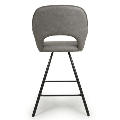 Truro Charcoal Leather Effect Bar Chairs In Pair