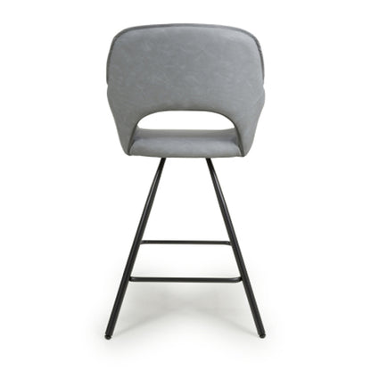 Truro Light Grey Leather Effect Bar Chairs In Pair