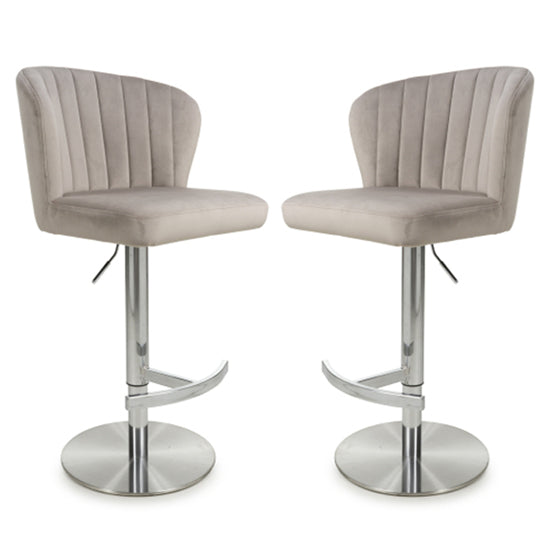 Sigma Mink Brushed Velvet Bar Stools In Pair