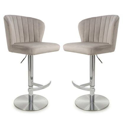 Sigma Mink Brushed Velvet Bar Stools In Pair