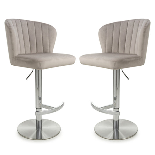 Sigma Mink Brushed Velvet Bar Stools In Pair