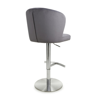 Sigma Brushed Velvet Bar Stool In Grey