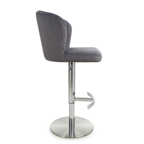 Sigma Brushed Velvet Bar Stool In Grey